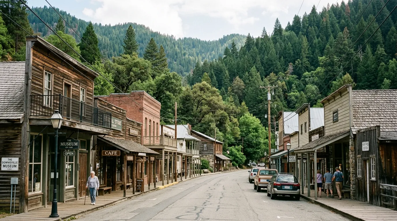 Historic mountain-town storefronts in Sierra County