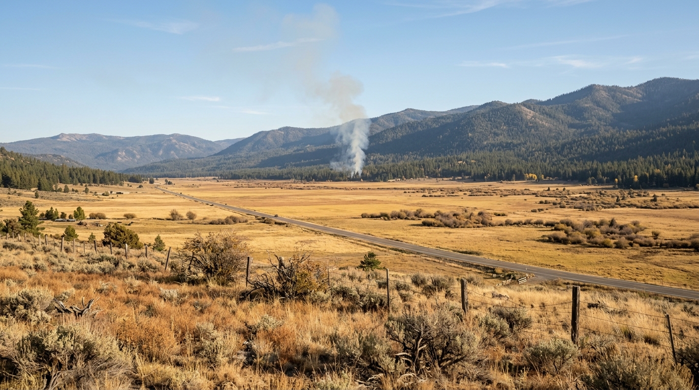 Sierra County prescribed burns 2026 with light smoke near Highway 89 and Sierra Valley